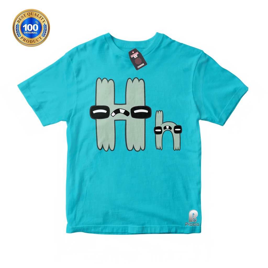 BAJU ANAK KAOS ATASAN ANAK HURUF H ALPHABET LORE UNISEX Bahan COTTUN (FREE NAMA)