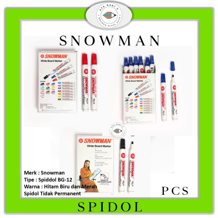 

SNOWMAN - Spidol Whiteboard Marker BG12 - Pcs