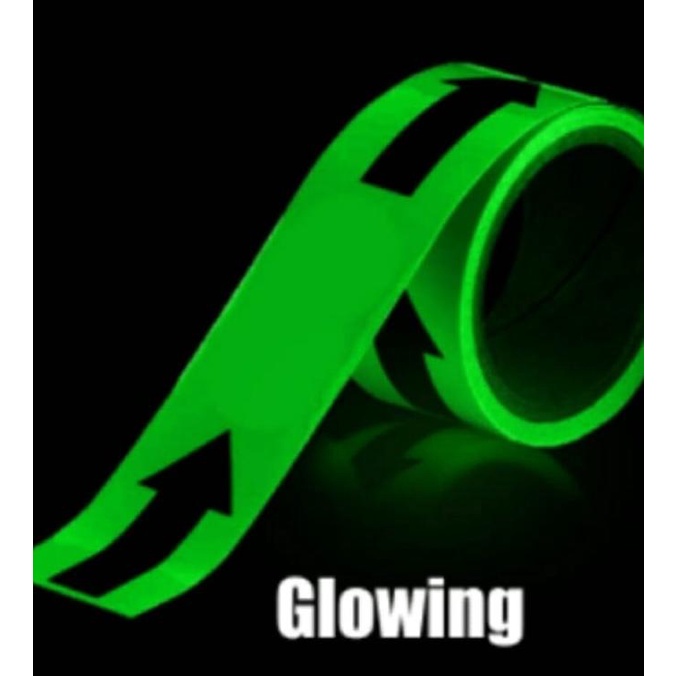 

GLOW IN THE DARK ARROW TAPE 5CMX10METER PANAH LAKBAN SELOTIP K3 RAMBU