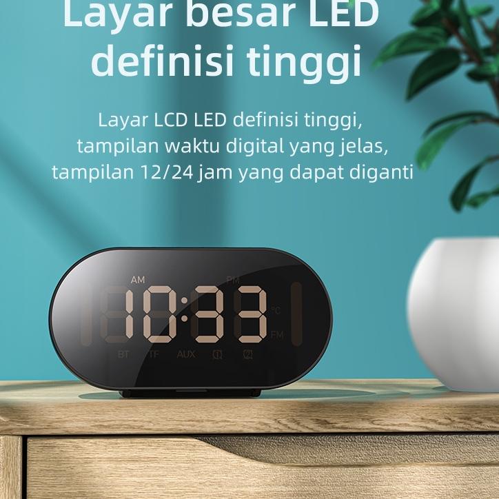 PROMO KIVEE LED Speaker Bluetooth portable mini Wireless Perangkat Audio koneksi Bluetooth + jam ala