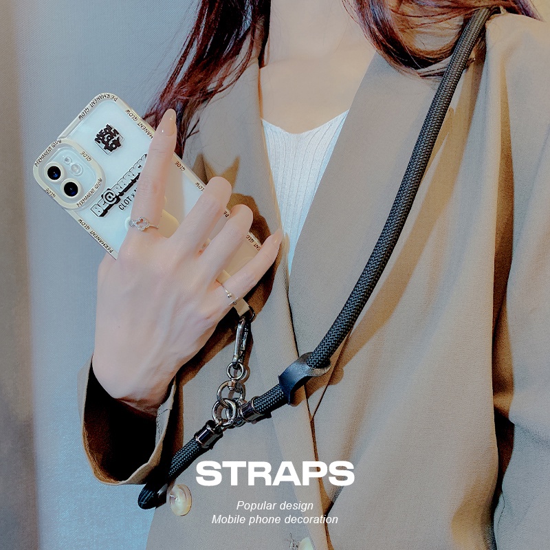 Tali Leher Selempang Lanyard Sarung Telepon Universal Dengan Stiker PAD Tambatan Tali Pengaman yang Dapat Disesuaikan untuk Sarung Telepon dan Selempang Gantungan Kunci