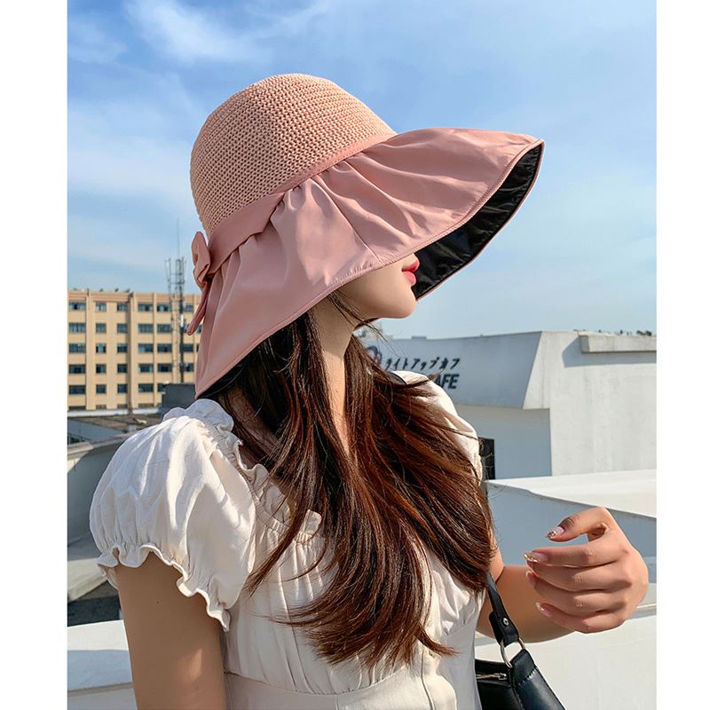 Topi Pantai Japan Rajut Wanita Elegan Pelindung Matahari 360 Derajat ANTI UV High Quality Import