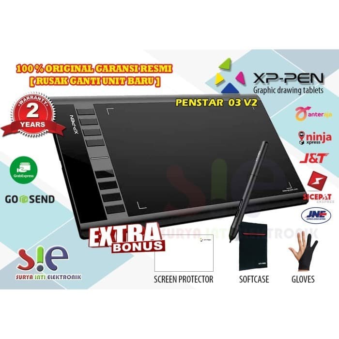 Xp Pen Star 03 V2 Drawing Pen Tablet 8192 Pressure Level Garansi 2 Thn