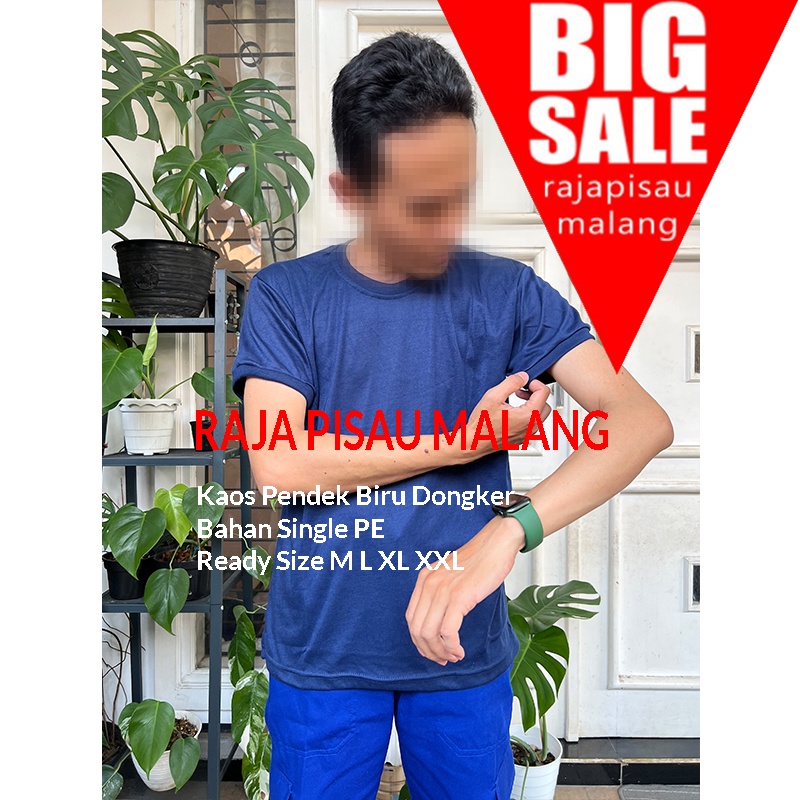 Kaos Pendek Biru Dongker Polos Bahan Pe