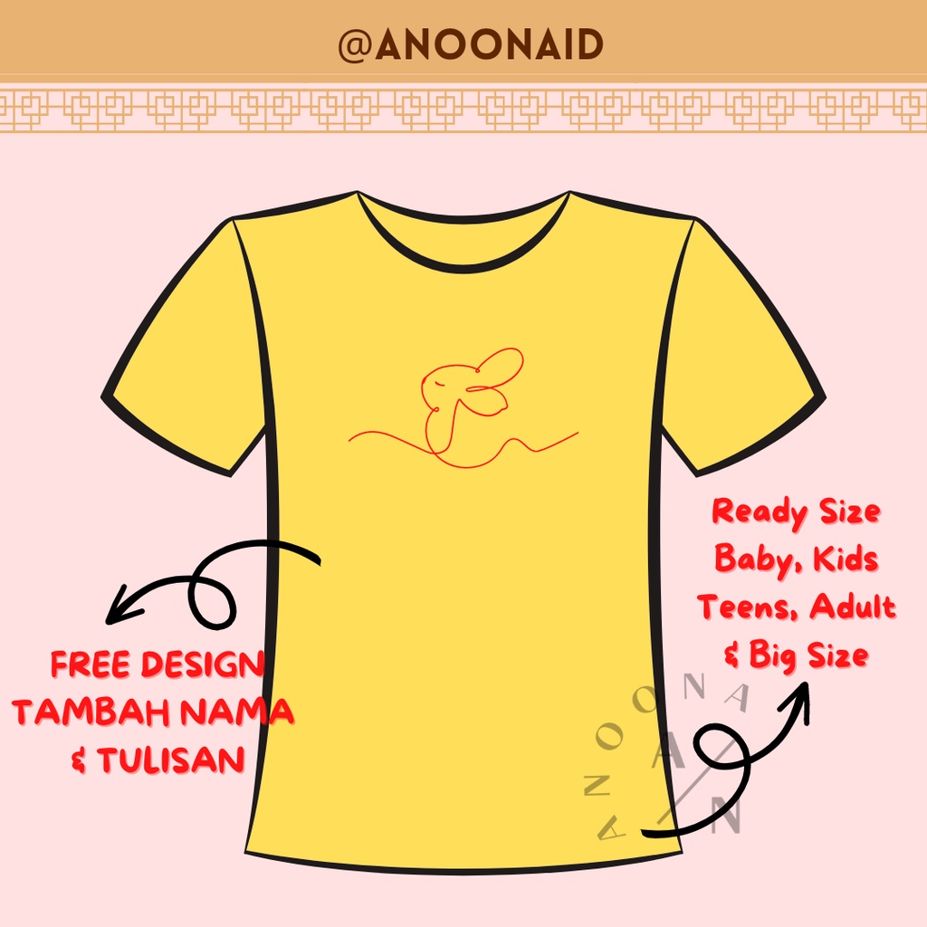 Baju Kaos Edisi Imlek Bayi Anak Dewasa Chinese New Year 2023 Series Bahan Katun Combed 30s