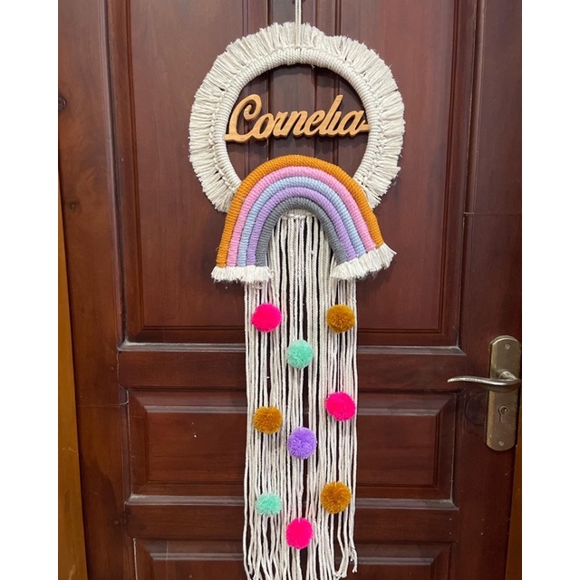 (READY STOK)macrame hiasan dinding nama/ macrame wall hanging  pompom