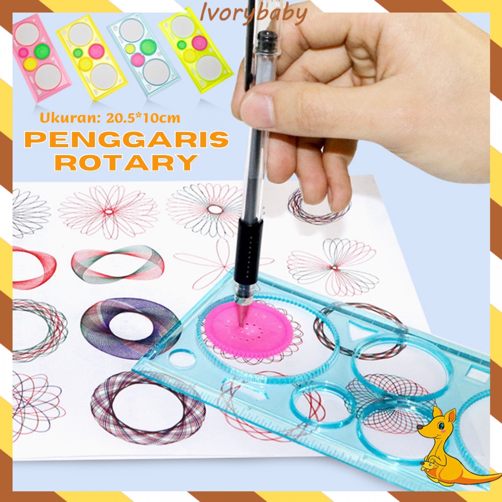 Ivorybaby Penggaris garisan rotary bunga kembang spirograph penggaris geometrik ruler