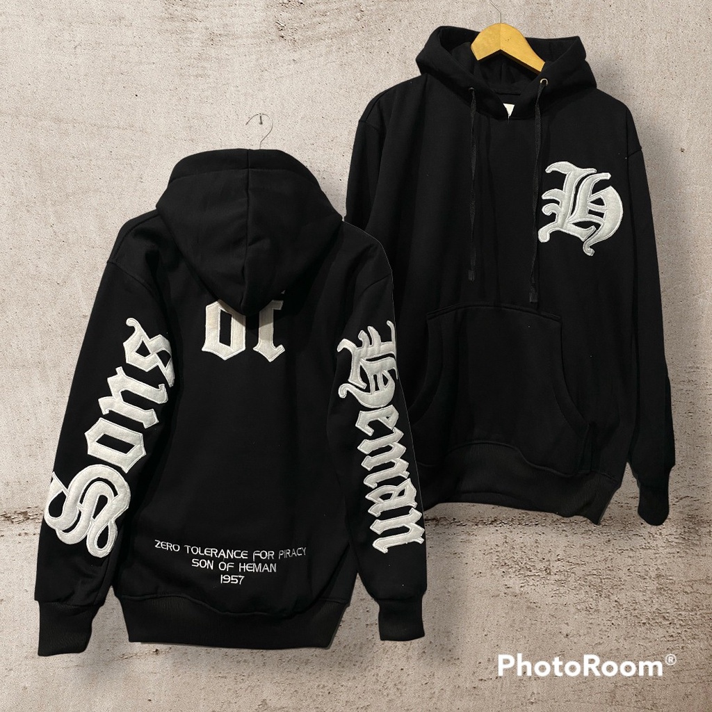 SWEATER HOODIE JUMPER PRIA MODEL BORDIR SHERPA LOGO S&amp;H HITAM, HODIE PRIA, HOODIE DISTRO PRIA M, L, XL,XXL (Pria&amp;Wanita)|(M-L-XL-XXL)