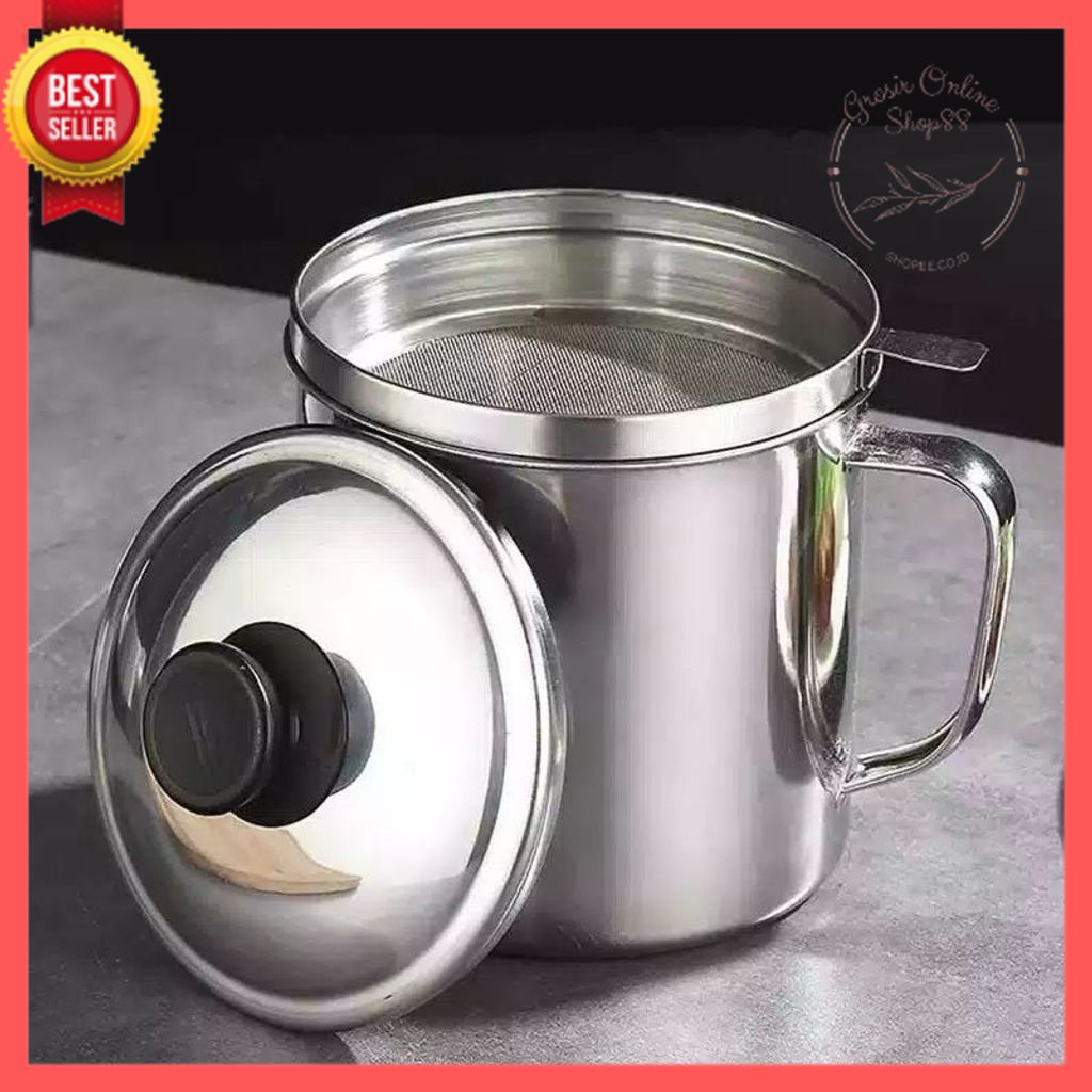 GOS A306 - OIL POT SARINGAN STAINLESS MINYAK GORENG SISA WADAH JELANTAH