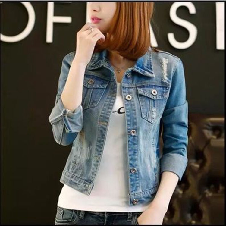 Jaket Wanita Jeans Denim Cardigan Atasan Luaran Outerwear