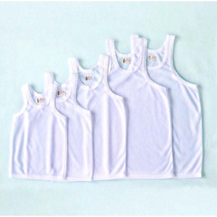 Singlet Anak Kiki Polos Putih/Warna S-4L isi 6 pcs