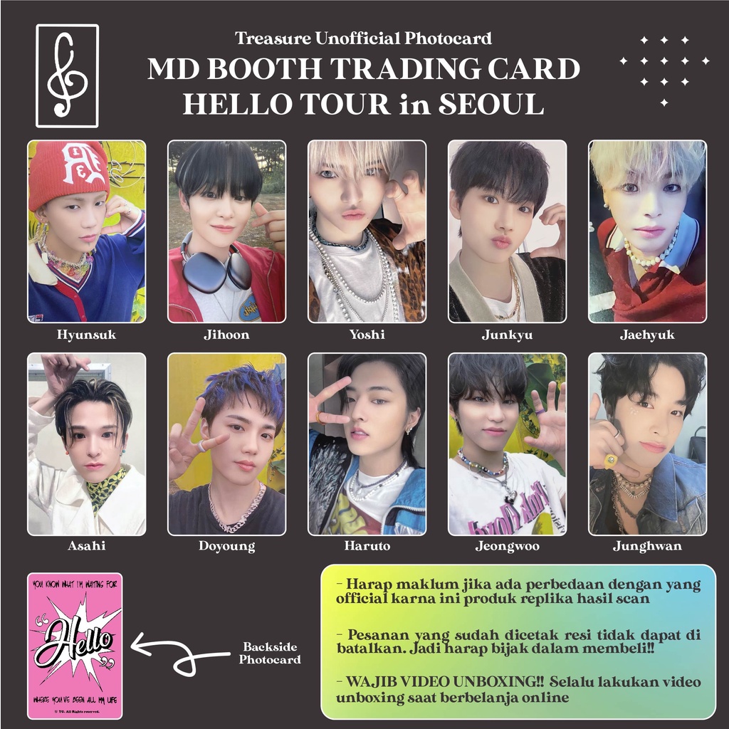 [REPLIKA TREASURE] PHOTOCARD MD BOOTH TRADING CARD HELLO TOUR IN SEOUL UNOFFICIAL