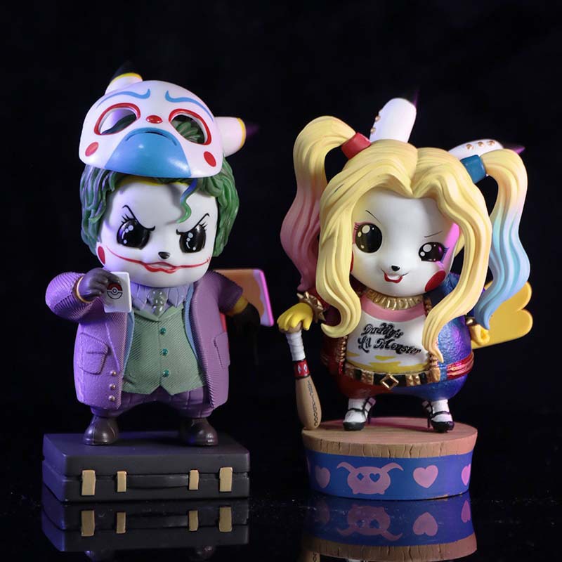 Pokémon Figure Pikachu Cosplay The Joker Harleen Quinzel Couple Film Kartun Venom Pokemon Action Figure Mainan