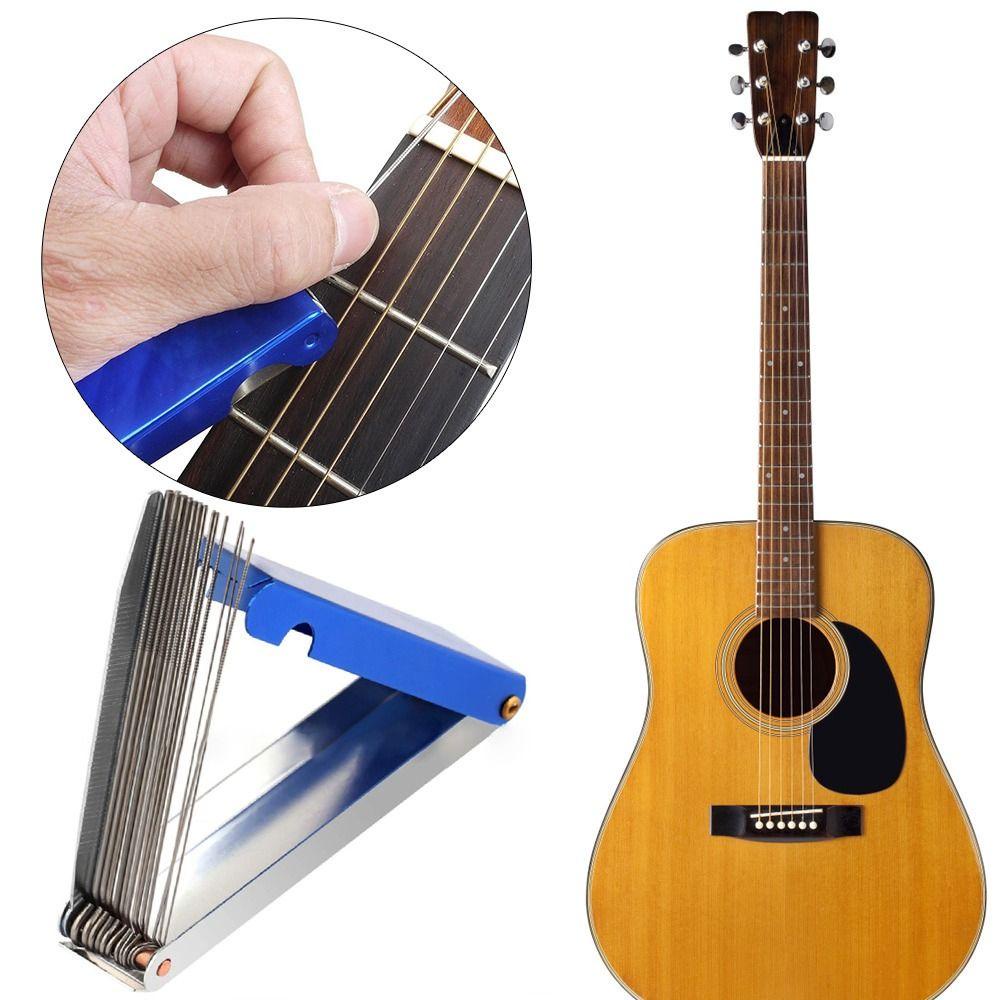 Kikir Mur Gitar Nanas Set Aksesoris Gitar Praktis Instrumen Senar Slotting File Kits