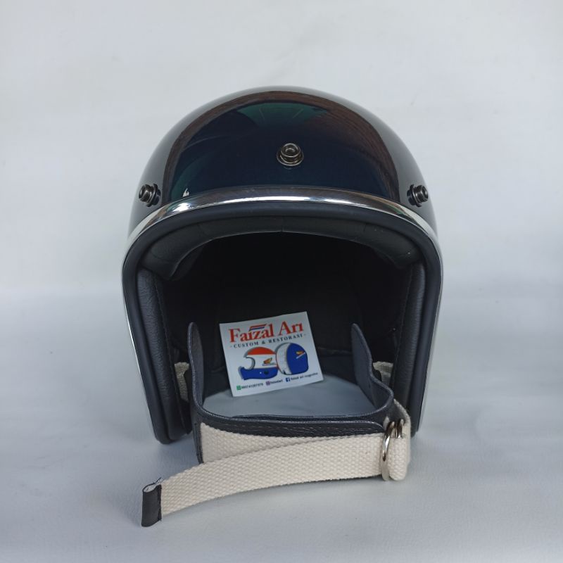 Helm Slim Head Hijau Botol Glossy