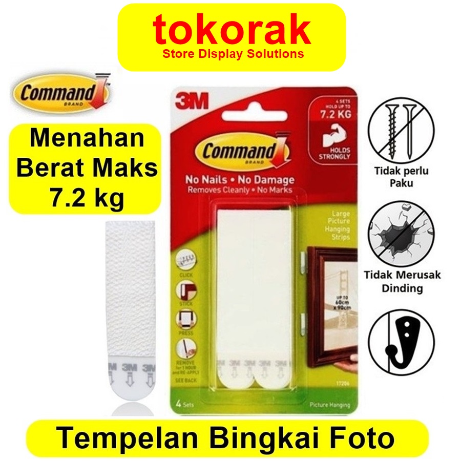 3M COMMAND PEREKAT FOTO 17206 - LARGE PICTURE HANGING STRIPS