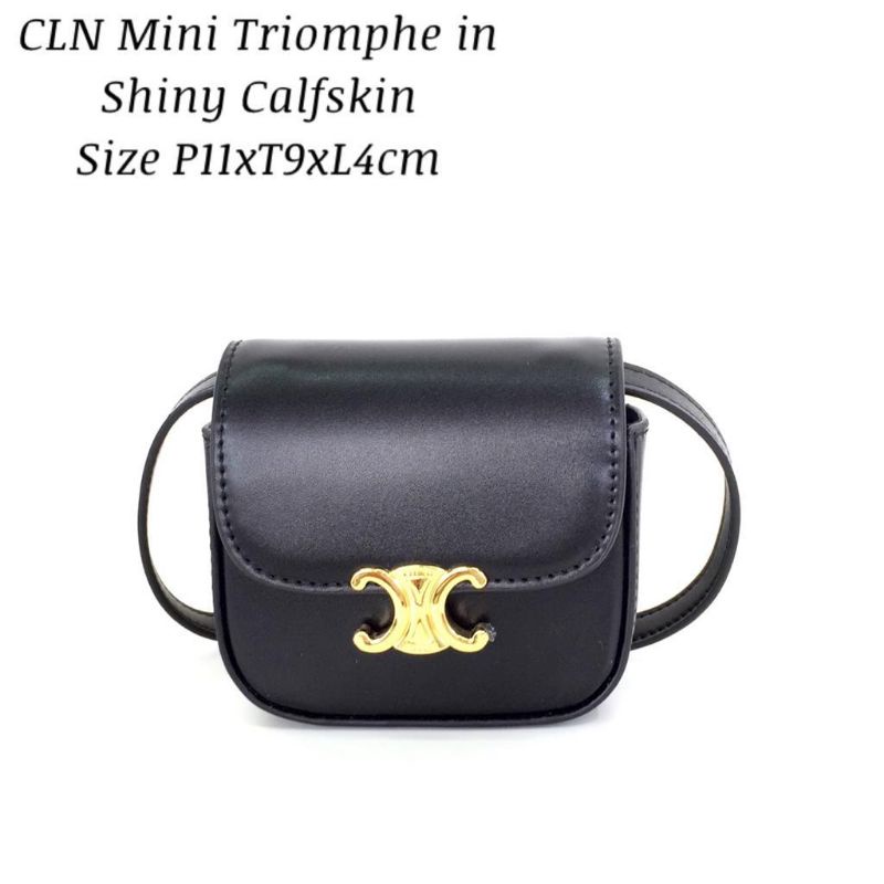 Tas Selempang CELINE Mini Triomphe in Shiny Calfskin