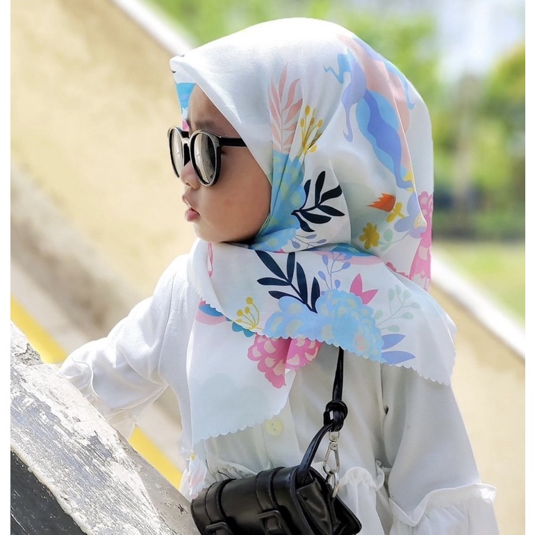 VOAL PRINTING INSTANT ANAK NOTIF UNICORN BUNGA PELANGI / VOAL PRINTING MOTIF ANAK / HIJAB INSTANT ANAK