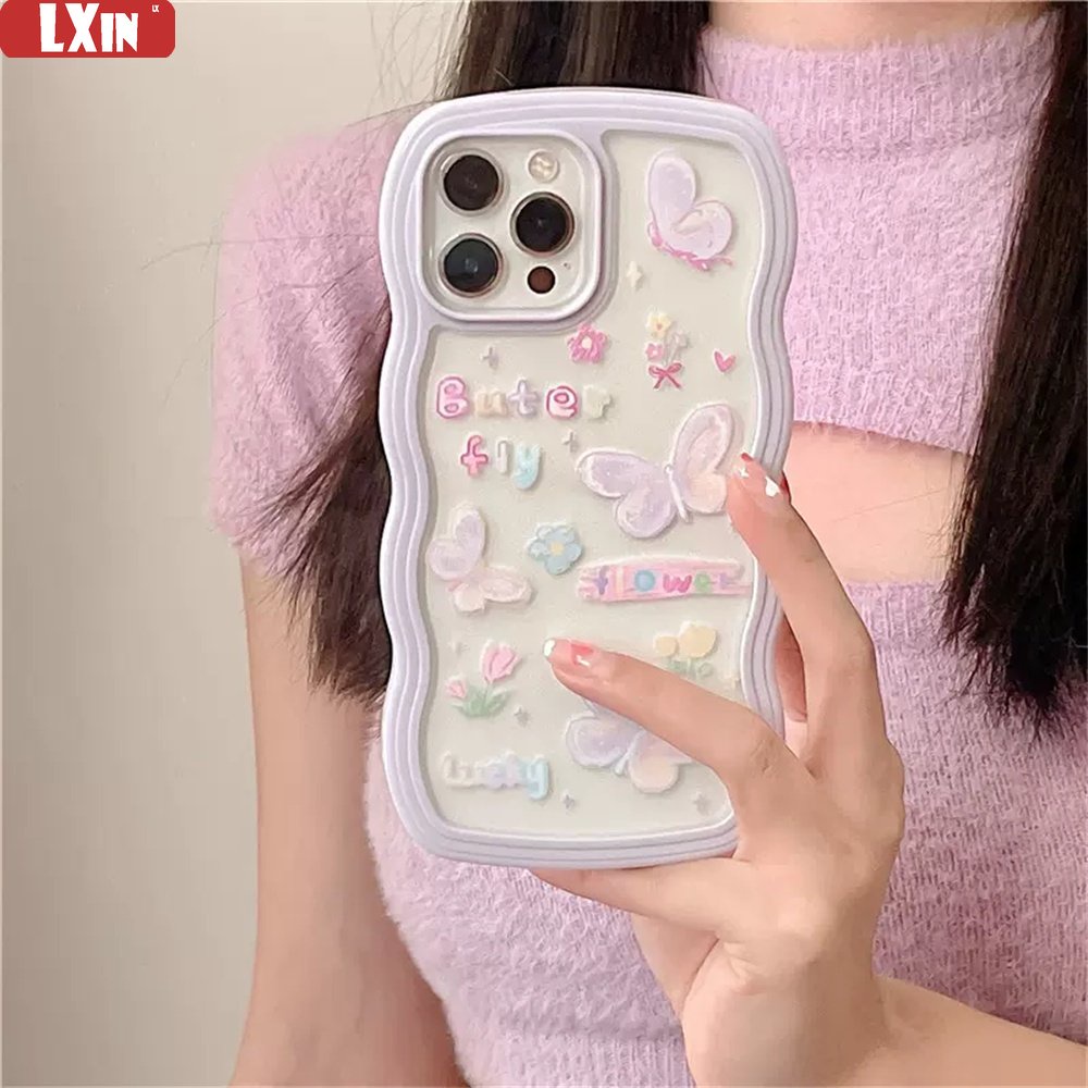 Butterfly Casing TPU OPPO A17 A57 2022 A15 A16 A16K A54 A53 A12 A5S A7 A3S A11k A31 A52 A92 A94 A37 F9 A1K A76 Motif Kupu-Kupu Bunga