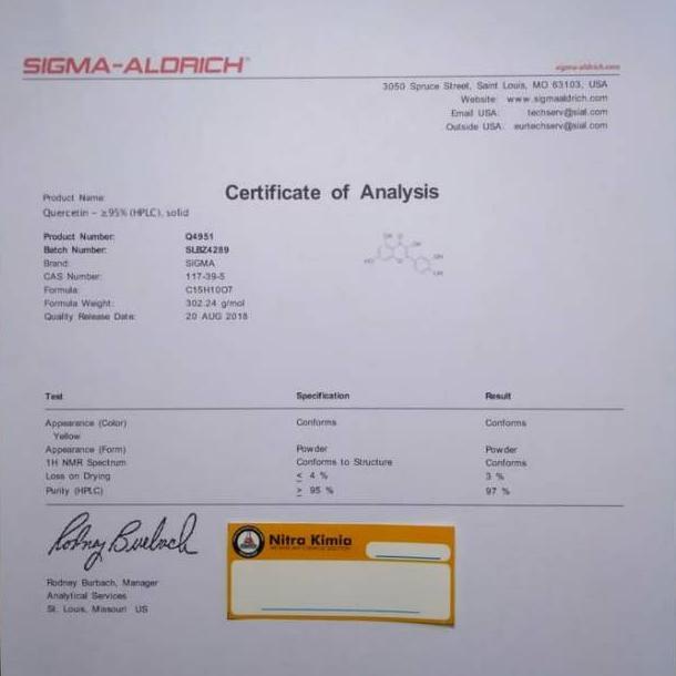 <J-3&3☛> Quercetine Sigma/Quercetin/Quersetine/Quersetin/Kuercetine/Kuersetin siap dikirim