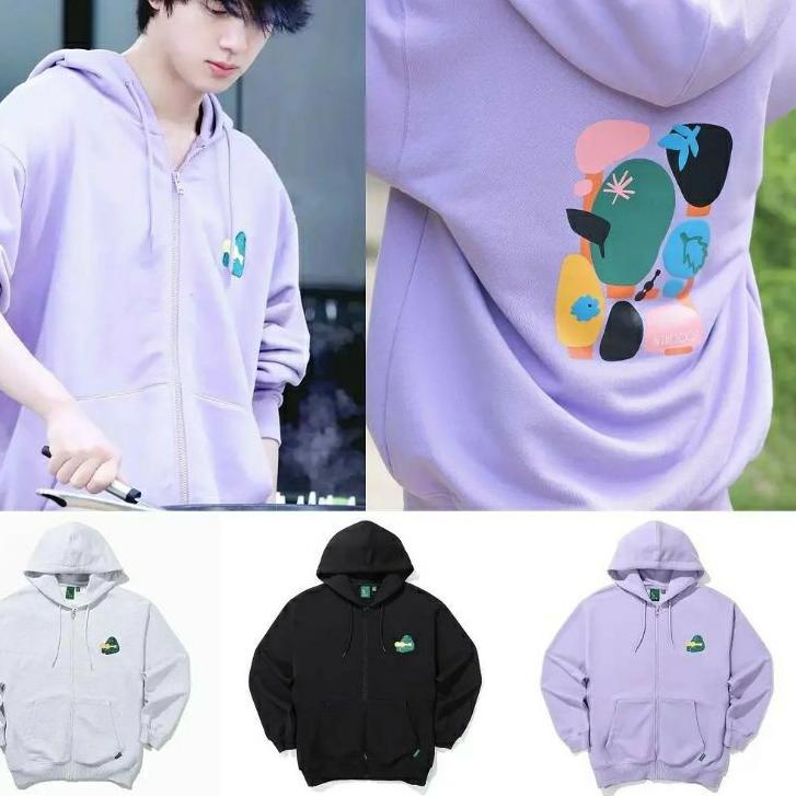 ➦Terlaris Jaket Hoodie BTS Jin style In The Soop 2 Logo depan + sablon besar belakang Modis