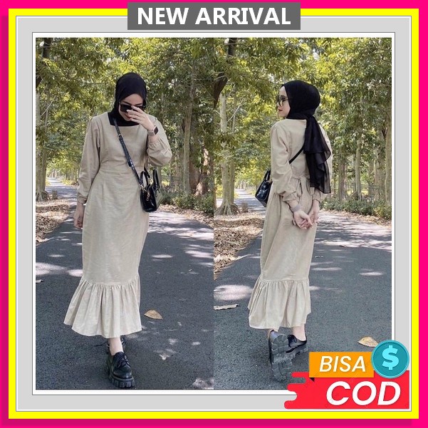 Zoyya Midi Dress Gamis Pantai Pakaian Baju Muslimah Kekinian Bahan Rayon Twill By Nanjung Abadi Offi