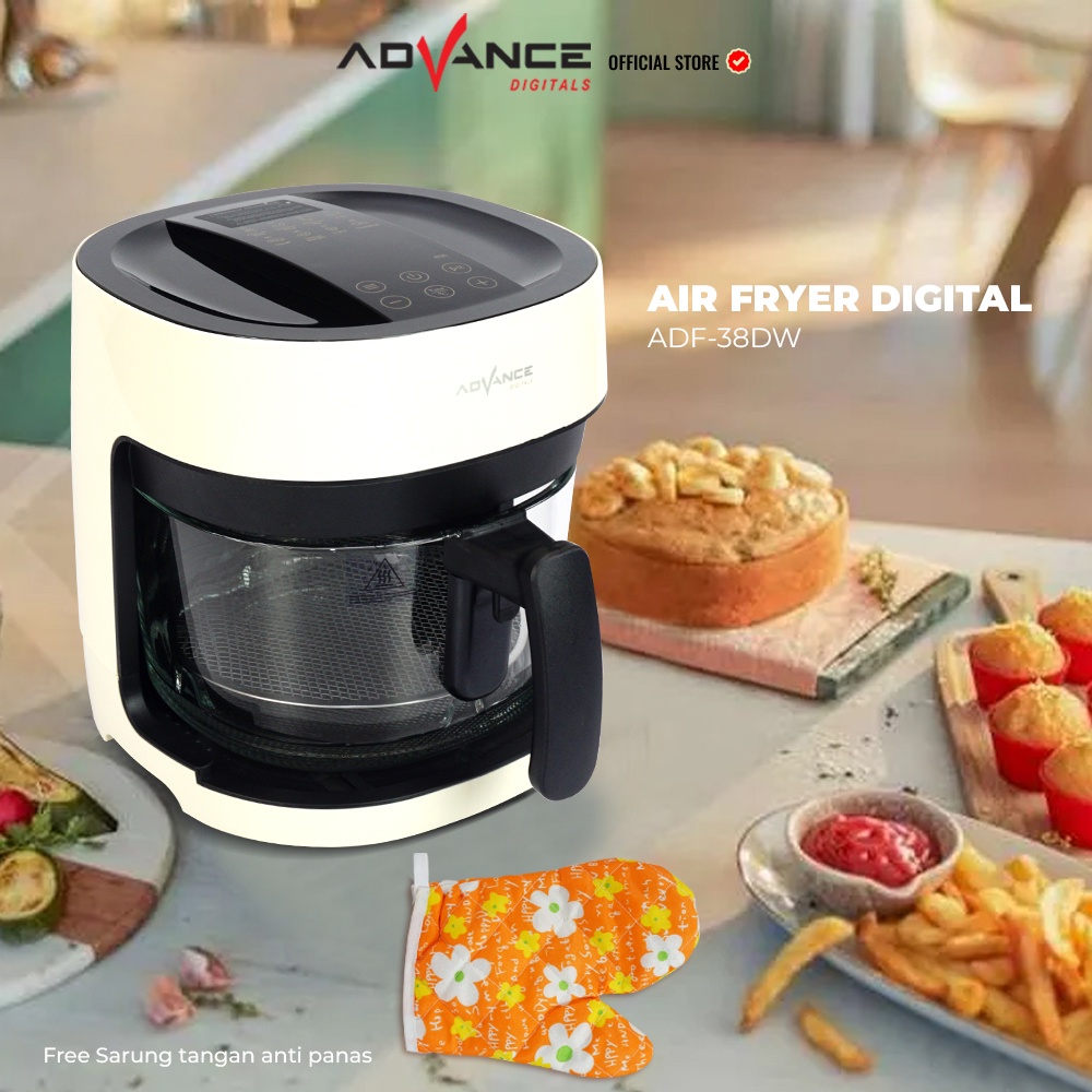 ADVANCE Air Fryer Digital ADF-38DW 3.8L Mesin Penggoreng Tanpa Minyak Anti Lengket Low Watt