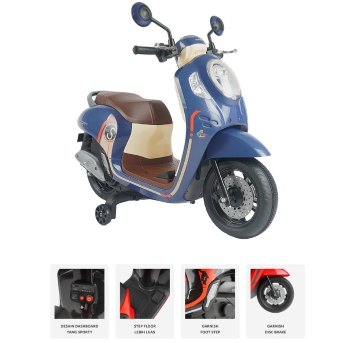 Mainan Anak Motor Aki listrik Honda Scoopy Kado Anak PMB m999 m 999 musik dan lampu