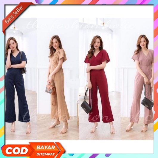 Jumpsuit Wanita Korean Style Pendek Jeans Terbaru 2022Outer Kondangan Outher Muslimah One Set Premiu