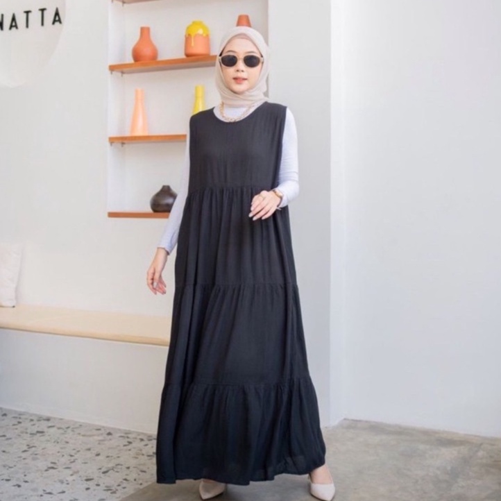 BASIC INNER LONG DRESS SUSUN TANPA LENGAN / MAXI DRESS BUSUI FRIENDLY