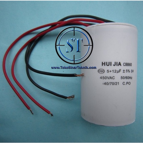 Capapacitor 5+10 uF/450V Putih Kapasitor Kipas Angin Jet Pump 5 Plus 10 450 Volt Mesin Cuci Mesin Jahit