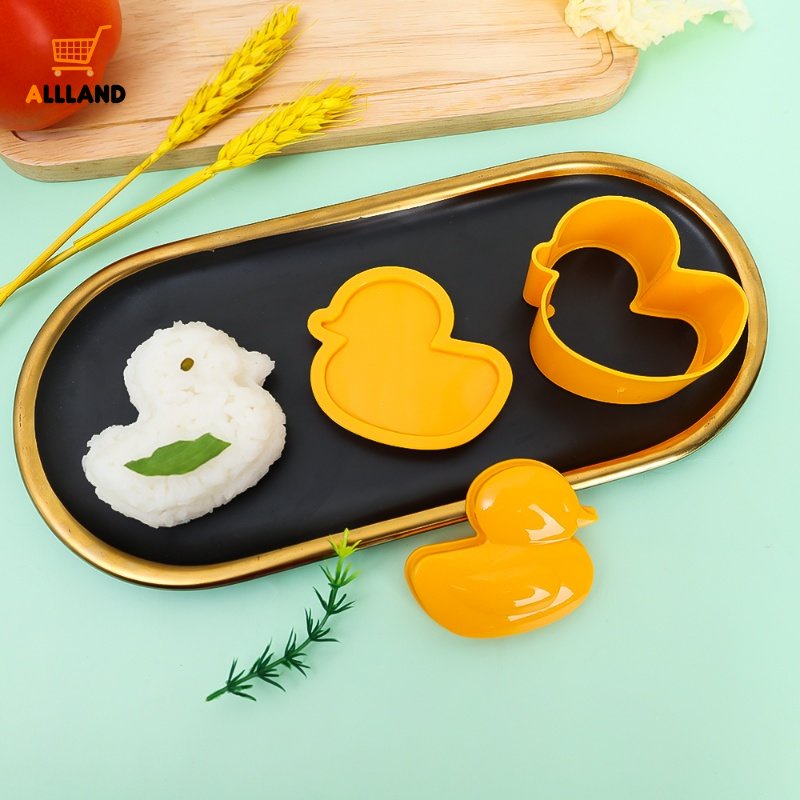 1pc Cetakan Nasi Bola Anak Bentuk Bebek Lucu/ DIY Rhubarb Duck Sushi Biscuit Mold/Aksesoris Masak Dapur