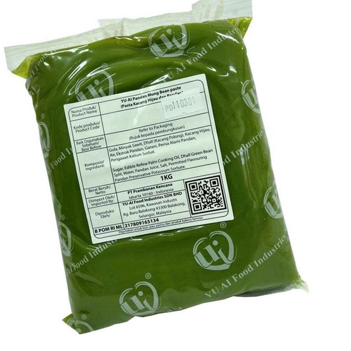 

SNT164 YU-AI Pandan Mung Bean Paste 1 KG Pasta Kacang Hijau dan Pandan |