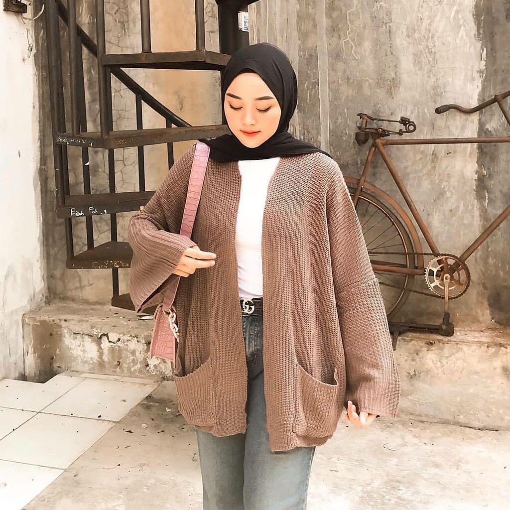 (REALPICT)LAVELA CARDIE KNIT TEBAL 7GET OVERSIZE CABLE ATASAN WANITA