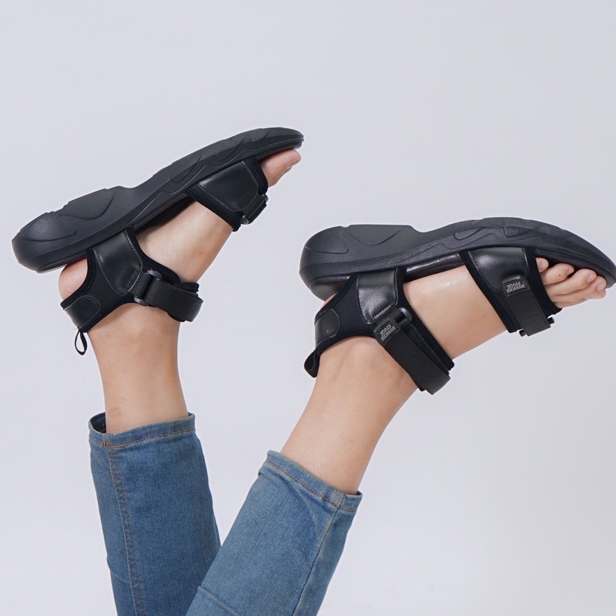 SARASARA YUK - Dunkenstock SKY Sepatu Sandal Wanita Size 36 - 40 Sendal Beleza Wedges Model dua Tali Strap Belakang Hak Tinggi Sole 4cm Sandal Gunung Cewe Velcro 37 38 39 Warna Grey Belleza Kekinian Premium Terbaru Shoes Ori Original Mall Official Store