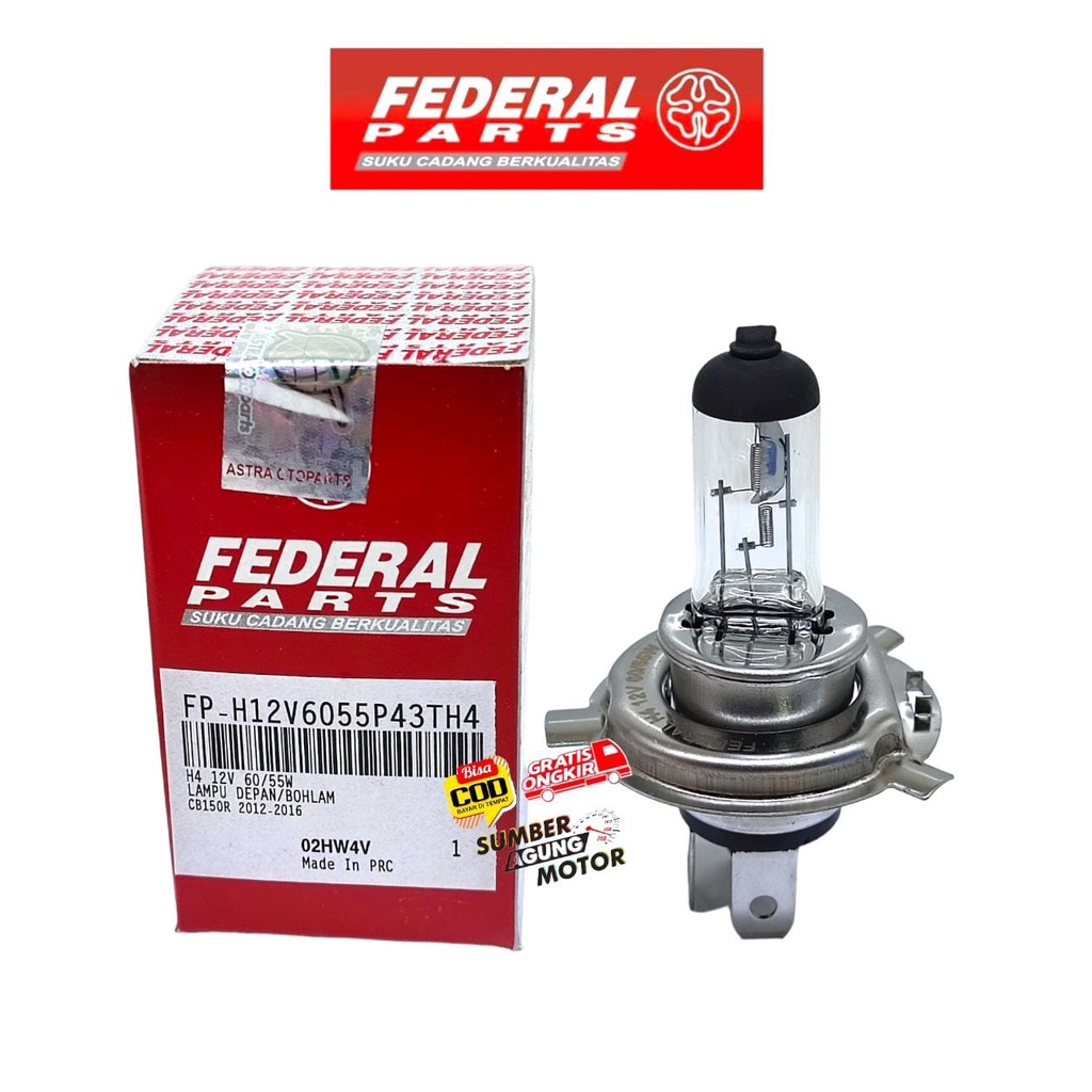 BOHLAM LAMPU DEPAN VERZA FI NEW CBR 150R CB150R 2012-2016 H4 12V 60/55W FEDERAL