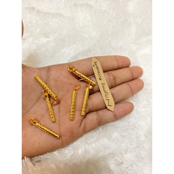 Liontin bambu lapis emas 24k / warna mirip emas 24k