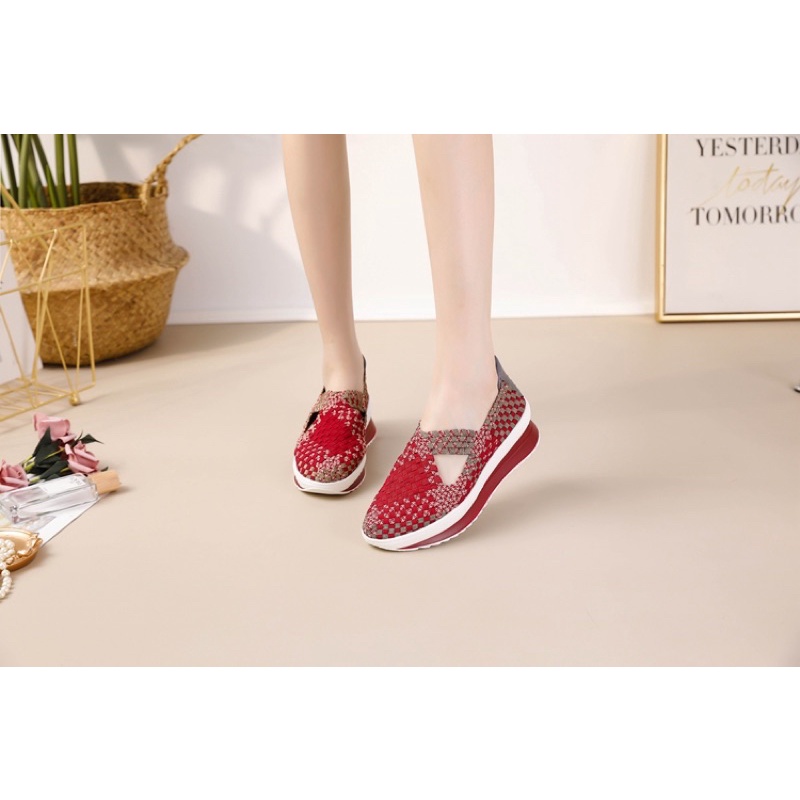 sepatu wanita rajut wedges 5cm