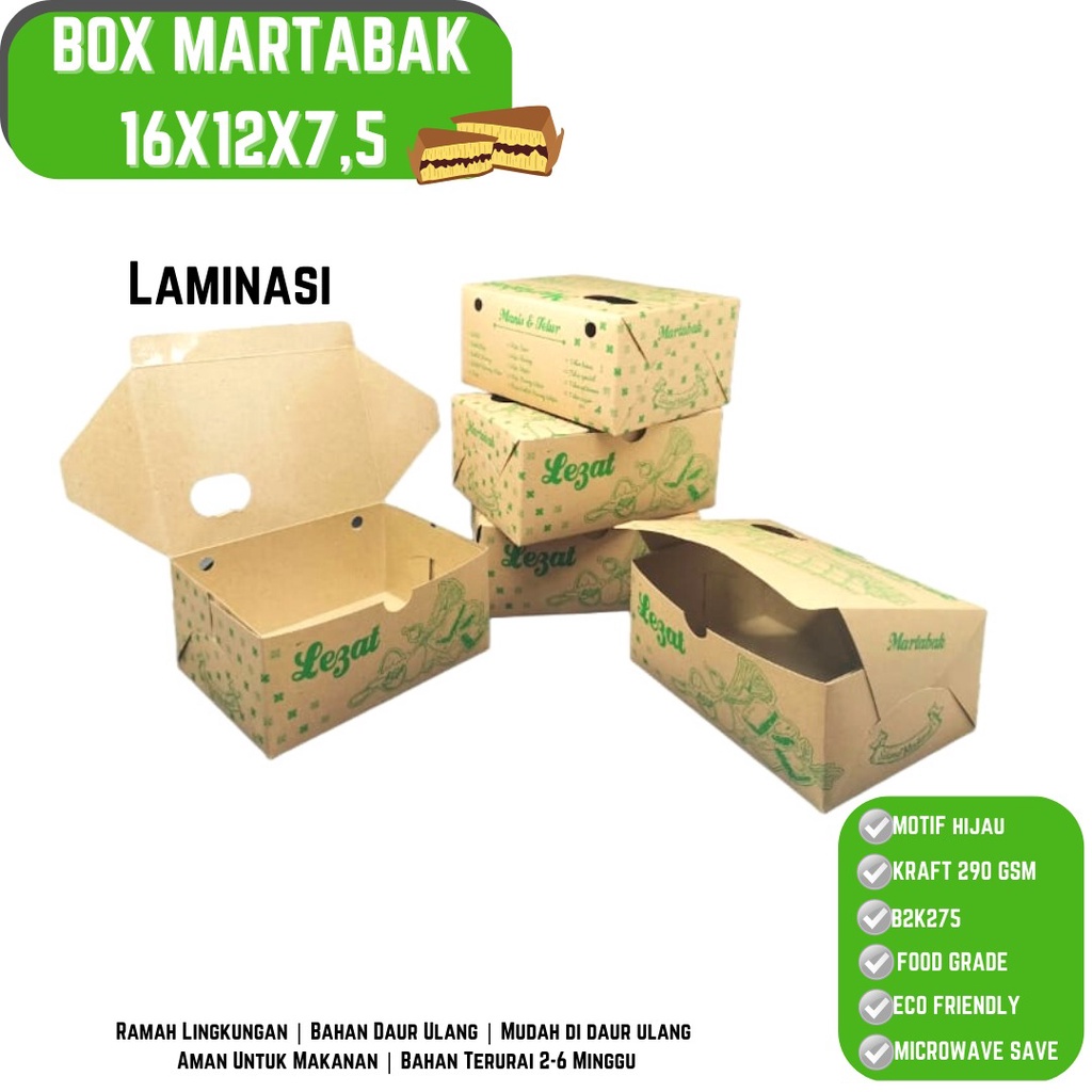 Box Martabak Manis &amp; Telor Laminasi (B2K275-14X12X7.5 Cm)