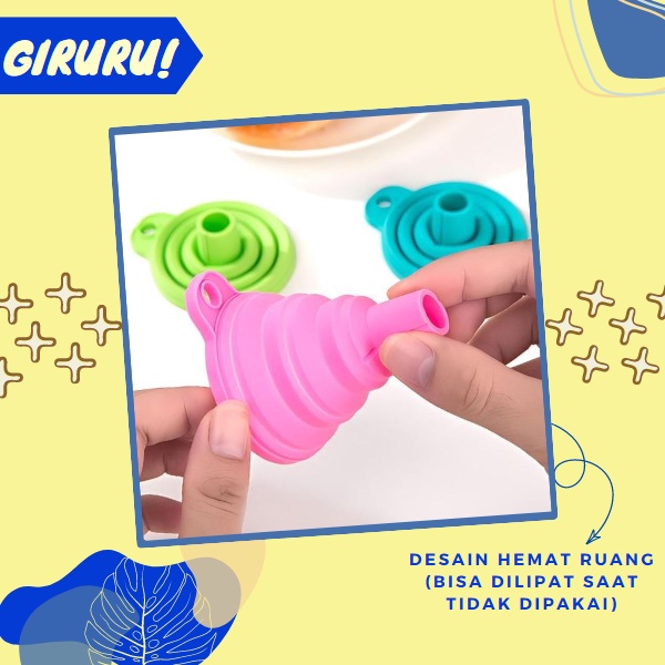 Corong Air &amp; Minyak Silikon Portable / Penuang air / Corong kuah dan saus / Penyaring Silikon / Corong Pengisi Air Minyak / CORONG MINI SILIKON LIPAT PORTABLE / CORONG AIR DAN MINYAK CORONG SERBAGUNA CORONG FLEXIBLE / Corong Lipat Silicone Refill Sabun