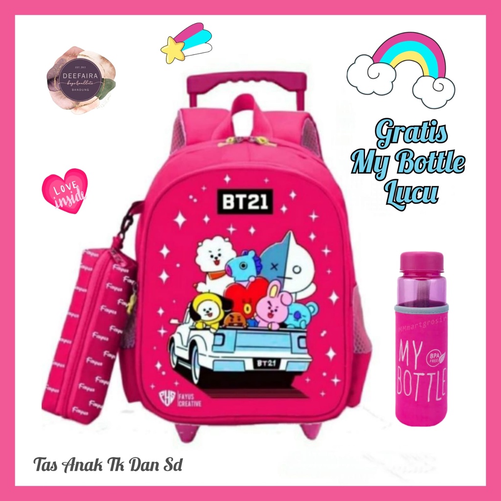 Tas Ransel Troli Anak Perempuan Motif Bet321 Love Gratis Botol Minum Untuk Sekolah Anak Tk Sd