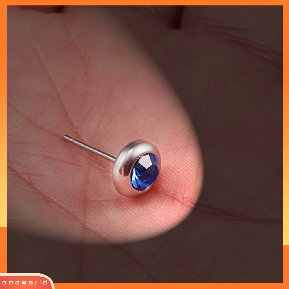 [WONE] Unisex Berlian Imitasi Stainless Steel Ear Stud Earrings Helix Piercing Perhiasan Hadiah