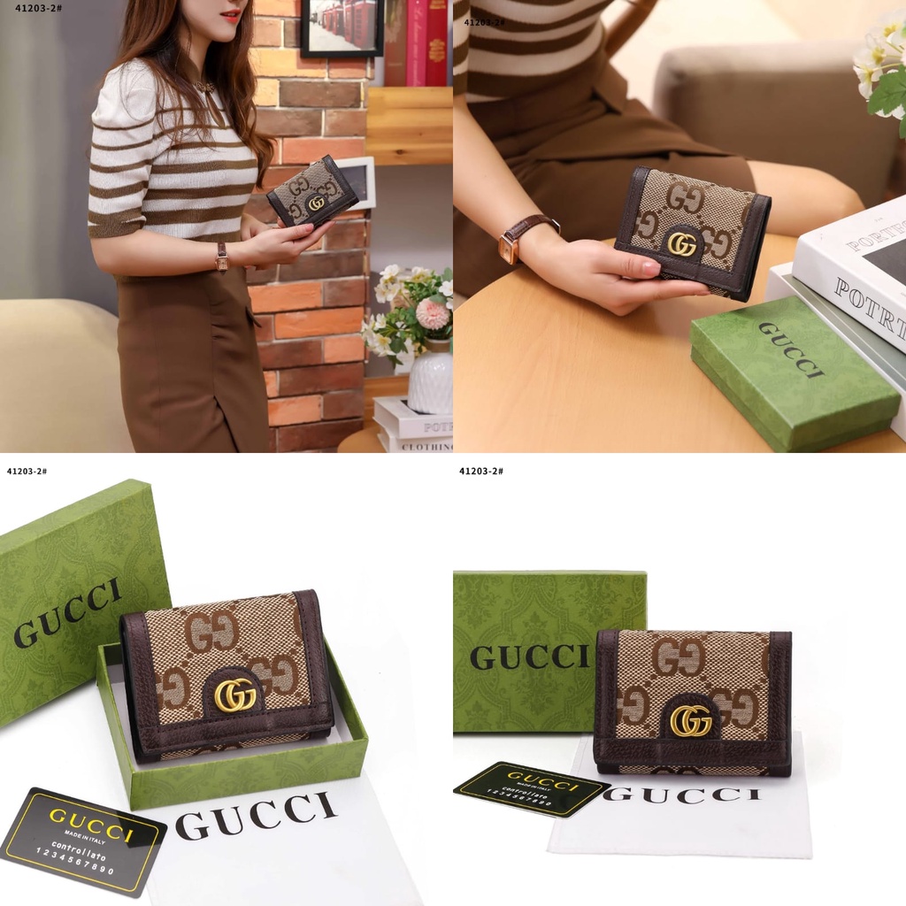 GC GG Wallet Canvas Gold Hardware 41203-2 41203-1