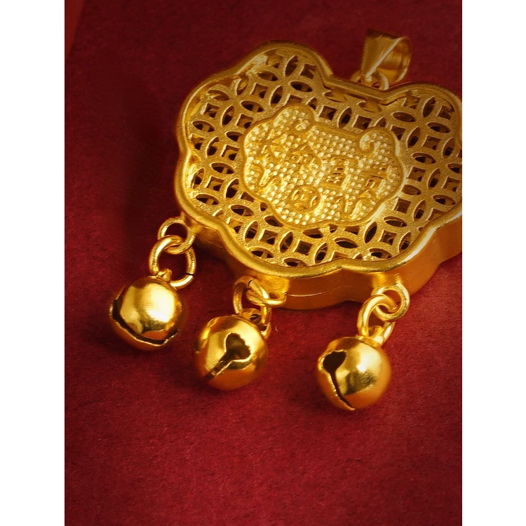 Goldkingdom Perhiasan Fashion Emas Asli Kadar 375Bangkok Aksesoris Ready Stock Angan-Angan Hati Lock Kalung Wanita Dengan Liontin Lonceng Kekanakan