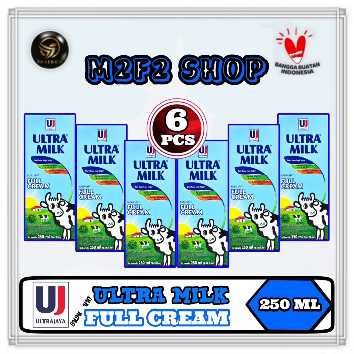 

Susu Ultra Milk Rasa Full Cream Kotak UHT | Plain - 250 ml (Kemasan 6 Pcs)