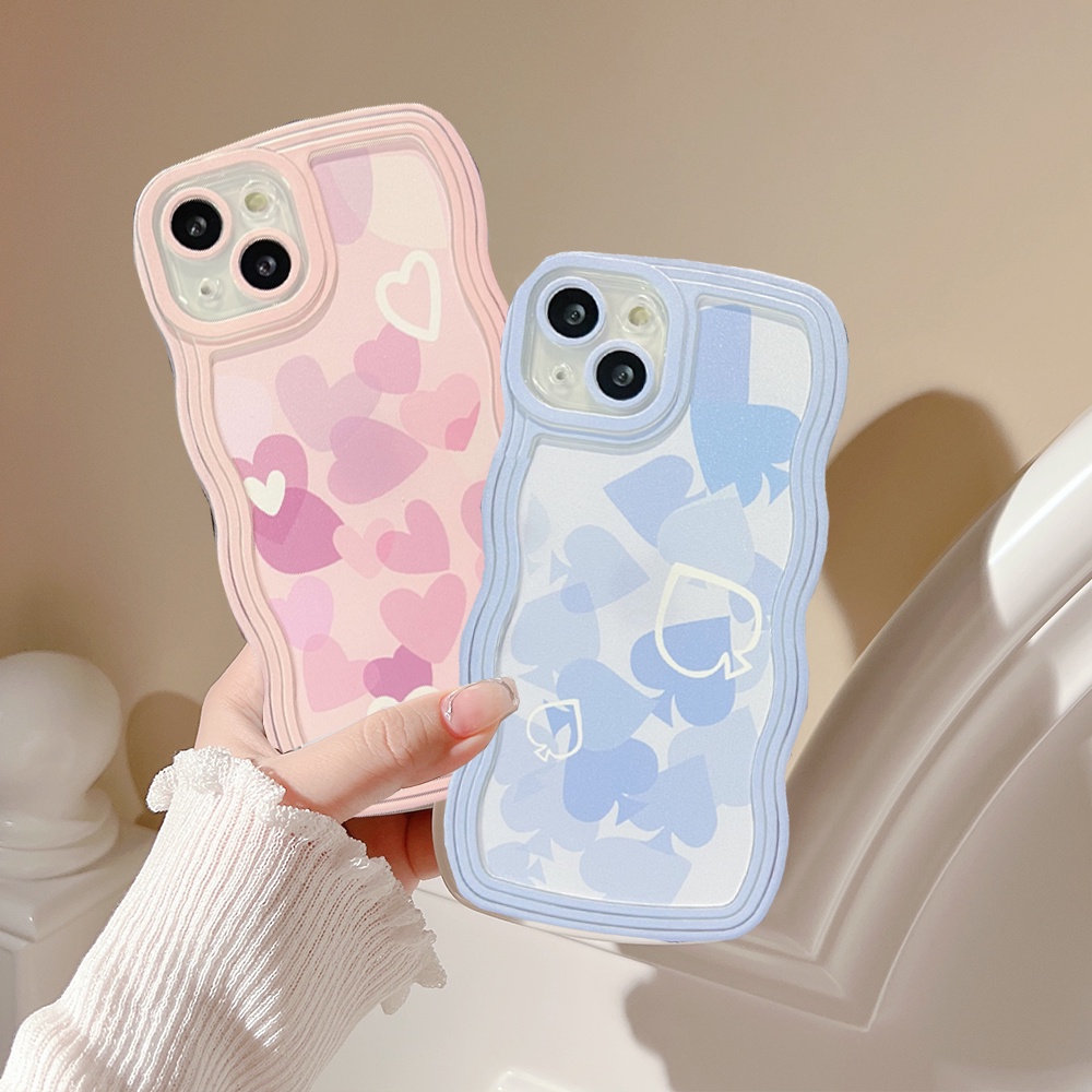 Samsung A04e A04 A04s A03s A32 A13 A03 A22 A23 M32 A12 A31 A02s A21s A10S A20 A52 A52s A53 A51 A71 Case Lucky Four Leaf Clover Peach Love Heart Flower Wavy Edge TPU Soft Cover BY