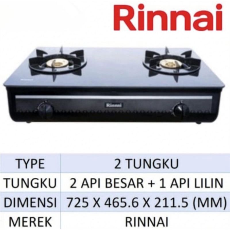 Jual Rinnai Kompor Gas Kaca 2 Tungku Ri 712 Ga B 712 Ga W Shopee Indonesia