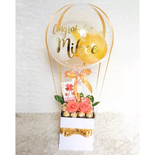 24 Inch - 1 pcs Balon Bobo BIRU STRETCH Sudah Ditarik PVC Bening Bahan Buket Bunga Florist Gift Hadi