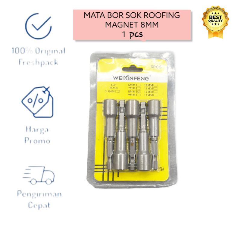 MATA BOR SOK BUAT ROOFING MAGNETIC BOR 8MM 1 PCS KUNCI MATA BOR ROOFING