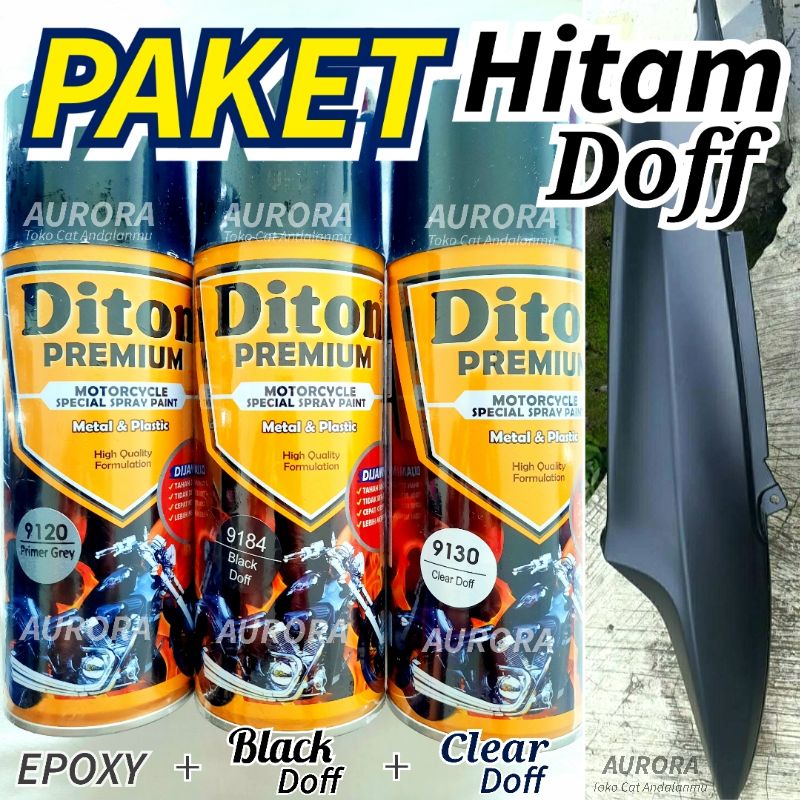 PAKET Diton Premium Epoxy Primer Grey 9120 + Hitam Dop Black Doff 9184 + Clear Dof 9130